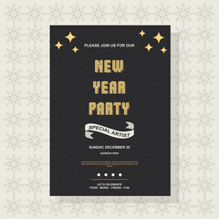New year party poster design template a4 size
