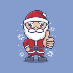 cute cartoon santa claus giving a like sign. vector illustration for mascot logo or sticker
