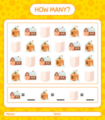 How many counting game with christmas icon. worksheet for preschool kids, kids activity sheet
