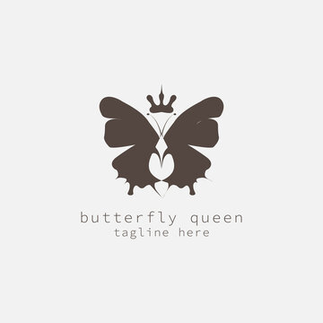 Queen butterfly and lion vector logo design
