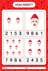How many counting game with , santa claus. worksheet for preschool kids, kids activity sheet