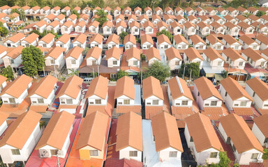 Fototapeta premium Bangkok, Thailand : Aerial photo of residential area. Viewpoint from directly above.Stay at Home