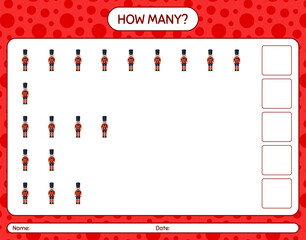 How many counting game with nutcracker. worksheet for preschool kids, kids activity sheet