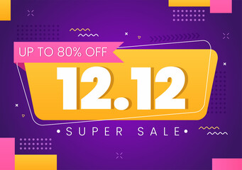 Fototapeta premium Special 12.12 Shopping Day with Super Sale Discount Poster or Banner Vector Illustration For Marketing Business Promotion Last Month of the Year