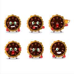 A sporty pecan pie boxing athlete cartoon mascot design