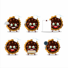 Fototapeta premium Cartoon character of pecan pie with various chef emoticons