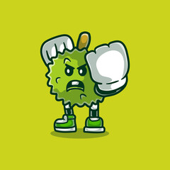 angry strong cute durian illustration