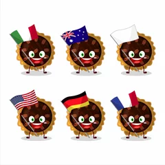 Fotobehang Pecan pie cartoon character bring the flags of various countries © kongvector