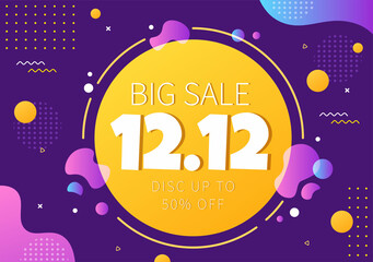 Fototapeta premium Special 12.12 Shopping Day with Super Sale Discount Poster or Banner Vector Illustration For Marketing Business Promotion Last Month of the Year