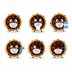 A picture of pecan pie cartoon design style keep staying healthy during a pandemic