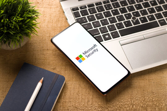 West Bangal, India - November 11, 2021 : Microsoft Security logo on phone screen stock image.