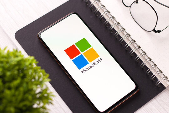 West Bangal, India - November 11, 2021 : Microsoft 365 logo on phone screen stock image.