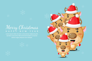 Cute deer reindeer in christmas costume