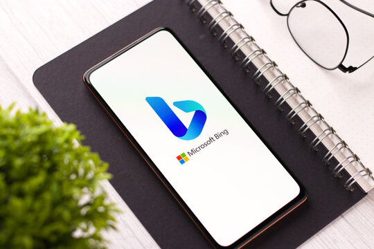 West Bangal, India - November 11, 2021 : Microsoft Bing logo on phone screen stock image.