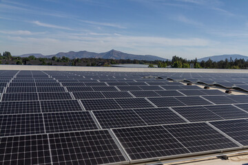 solar power in central Oregon with mountain background