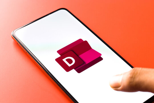 West Bangal, India - November 11, 2021 : Microsoft delve logo on phone screen stock image.