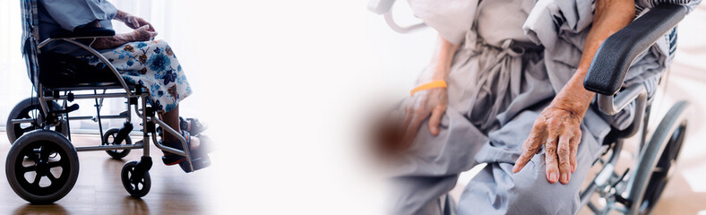 Young physiotherapist exercising with elder disabled person