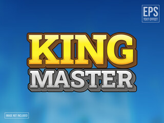 Obraz premium King Master Text Effect Editable Template. 3D Game Title Effect Eps Template.
