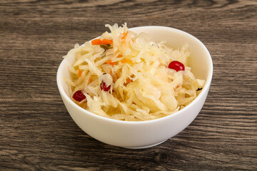 Sauerkraut with cranberry in the bowl