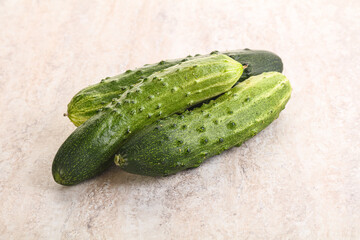 Fersh juicy green cucumbers heap
