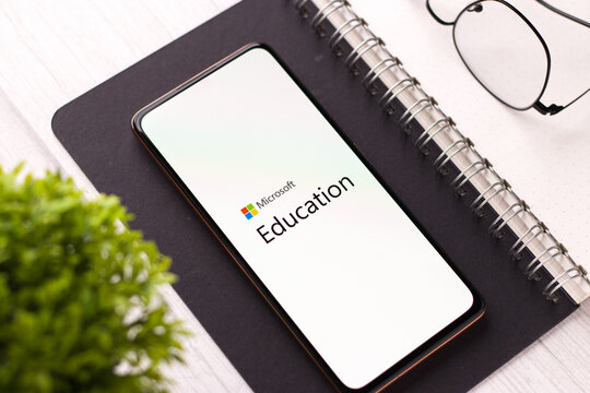 West Bangal, India - November 11, 2021 : Microsoft Education logo on phone screen stock image.