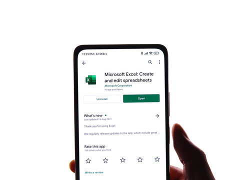 Assam, india - September 6, 2020 : Microsoft excel logo on phone screen stock image.