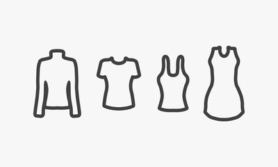 line icon set woman clothes isolated on white background.