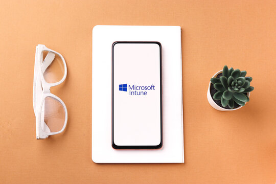 West Bangal, India - November 11, 2021 : Microsoft Intune logo on phone screen stock image.