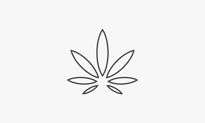 line icon abstract marijuana leaf isolated isolated on white background.