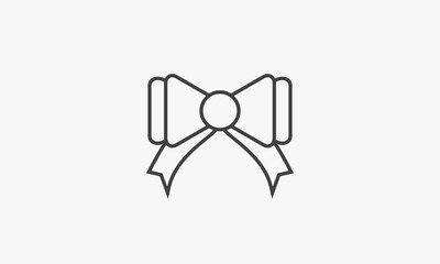 line icon ribbon bow tie on white background.