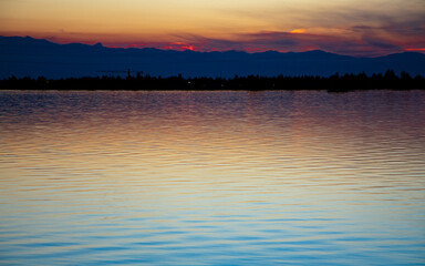 Fototapeta na wymiar lake sunset in Rudbar, Iran