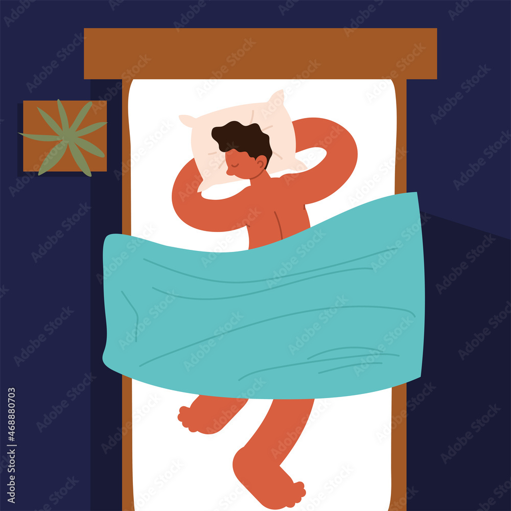 Poster sleeping man on bed