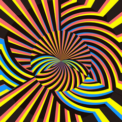 Op Art Yellow, blue and red 