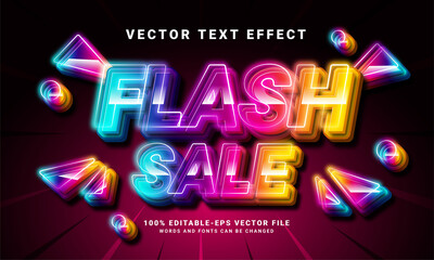 Obraz na płótnie Canvas Flash sale 3D text effect. Editable text style effect with colorful light theme, suitable for promotion sale needs.