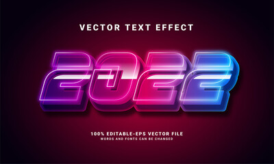 2022 3D text effect. Editable text style effect with light theme, suitable for new year celebration needs .