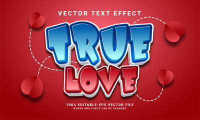 Fototapeta premium True love 3D text effect. Editable text style effect, suitable for romantic event needs.