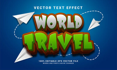World travel 3D text effect. Editable text style effect, suitable for travel business needs.