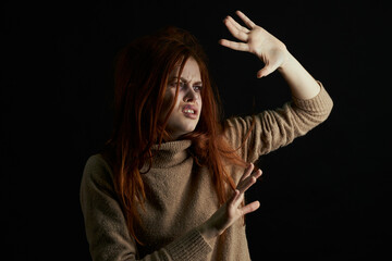 scared woman with bruises under her eyes beating depression abuse