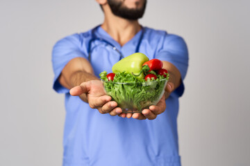 Male nutritionist vegetables healthy food treatment hospital