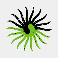 Sun ray style vector illustration.  Sunrise conceptual mandala design. Black, and green shape textures symbol. Wall ceramics, and Tiles vector design.  Luxury Mandala design. 