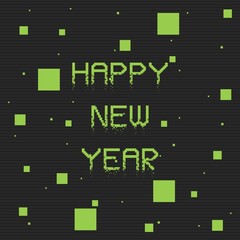 Happy New Year typography text on dark background. Green conceptual new year celebration design.  
