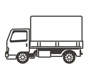 倉庫や工場、トラックやフォークリフトなどのベクターイラスト素材／工場／倉庫／運搬／運送／シンプル／シルエット