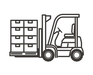 倉庫や工場、トラックやフォークリフトなどのベクターイラスト素材／工場／倉庫／運搬／運送／シンプル／シルエット
