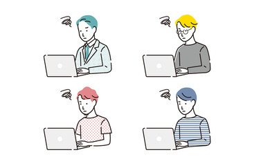 もやもやするパソコン男性セット