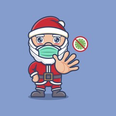 cute cartoon santa claus cares health against virus. vector illustration for mascot logo or sticker