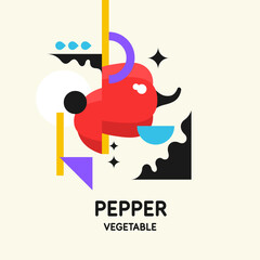 Vector graphics in a minimalistic style with geometric elements. Illustration of a pepper in a flat style.