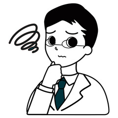 困惑する医者（医療従事者）のイラスト素材