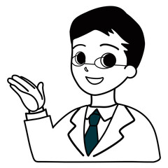 説明する医者（医療従事者）のイラスト素材
