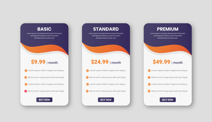 Pricing table list comparison infographic design template