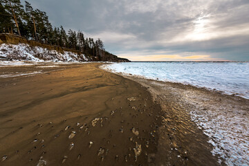 Winter landscape with a river. Western Siberia